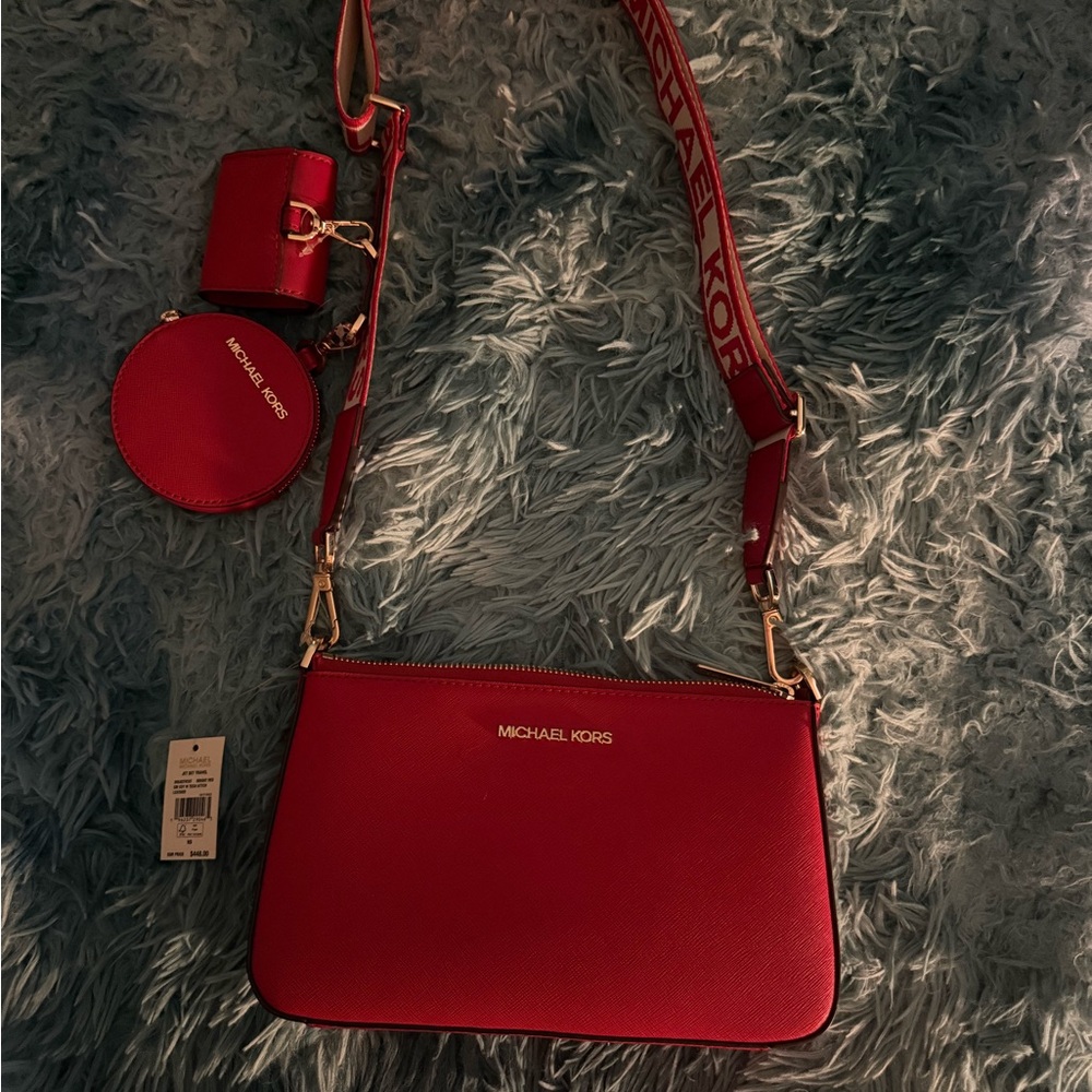Michael Kors Vibrant Red Crossbody Bag Set